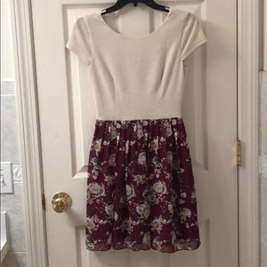 Cap sleeved Dress with Floral Bottom